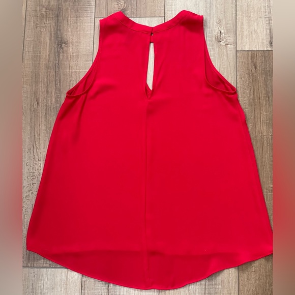 AQUA Sleeveless Red Blouse Collarless V Neck Flowy Top | Small - Picture 3 of 6